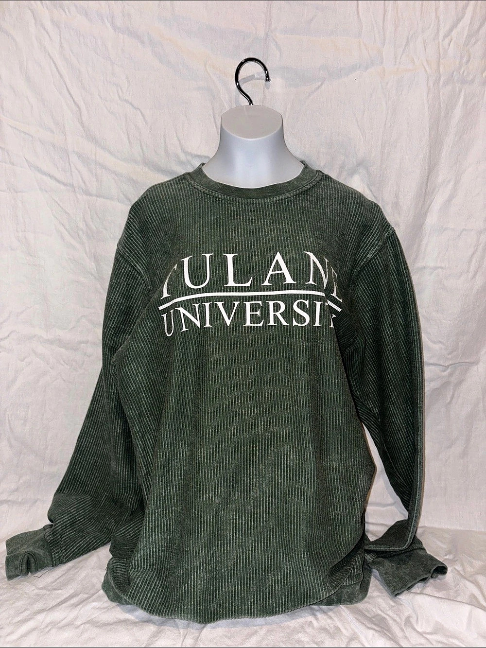 Royce Tulane University Thermal Waffle Knit Crewneck Sweatshirt Green Small